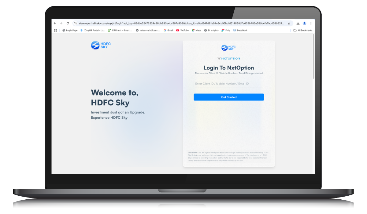 Login with your HDFC SKY credentials followed by an OTP and PIN 