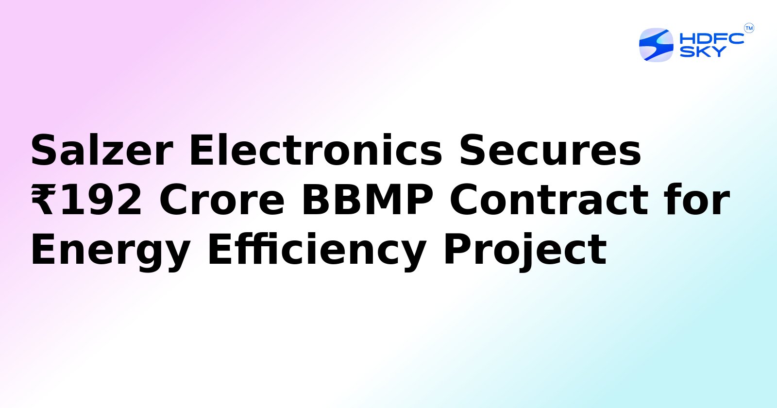 Salzer Electronics Bags ₹192 Crore BBMP Contract for Urban Energy Efficiency Initiative