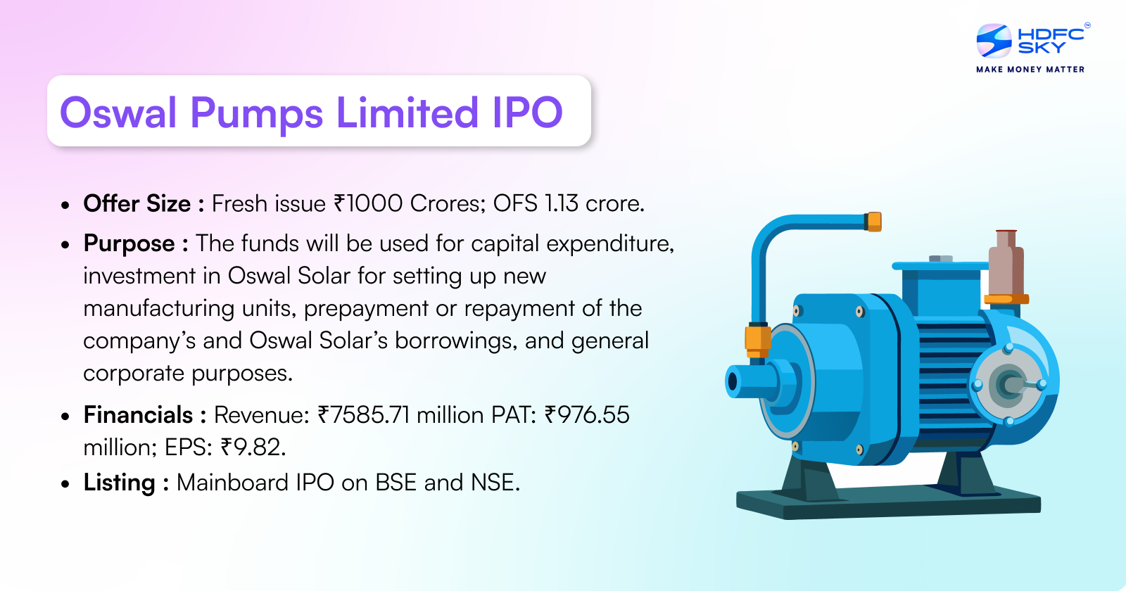 Oswal Pumps Limited IPO Highlights