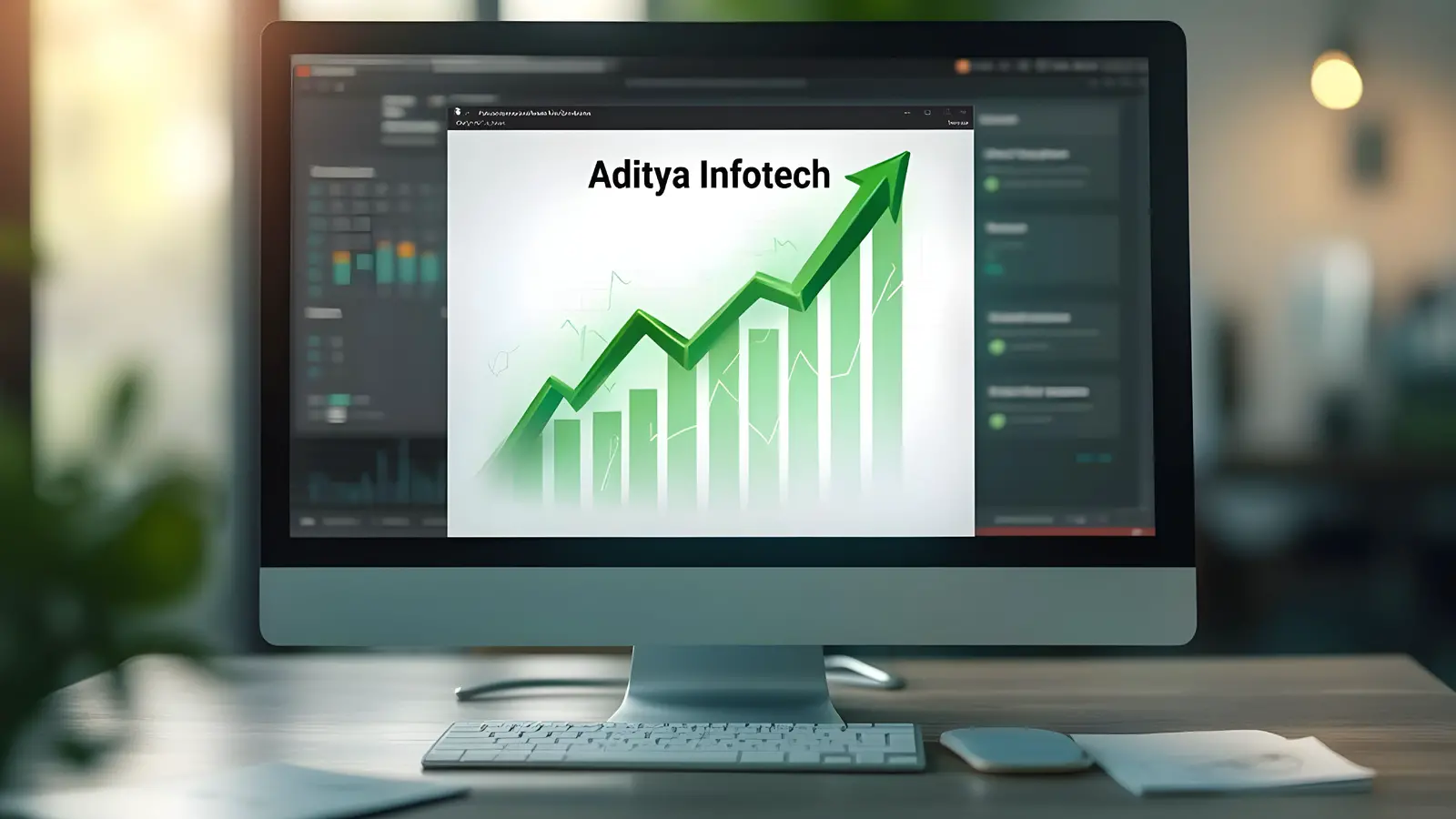 Aditya Infotech Lists at 50.37% Premium