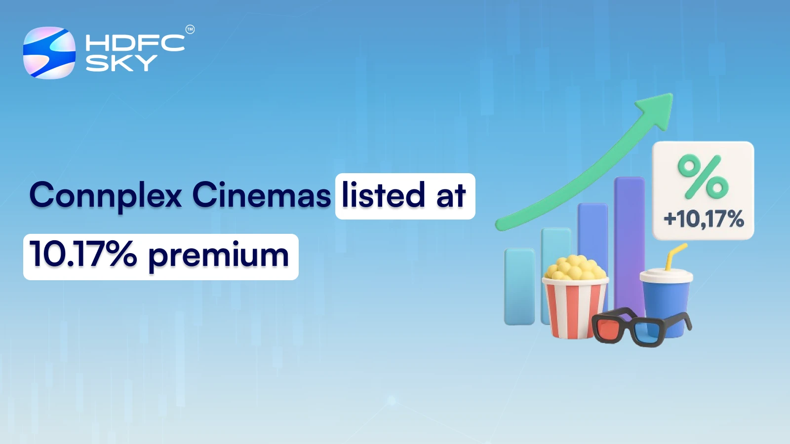 Connplex Cinemas listed at 10.17% premium