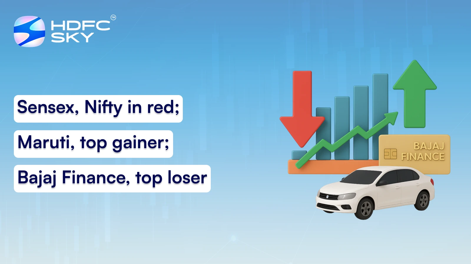 Sensex, Nifty in Red; Maruti, Top Gainer; Bajaj Finance, Top Loser