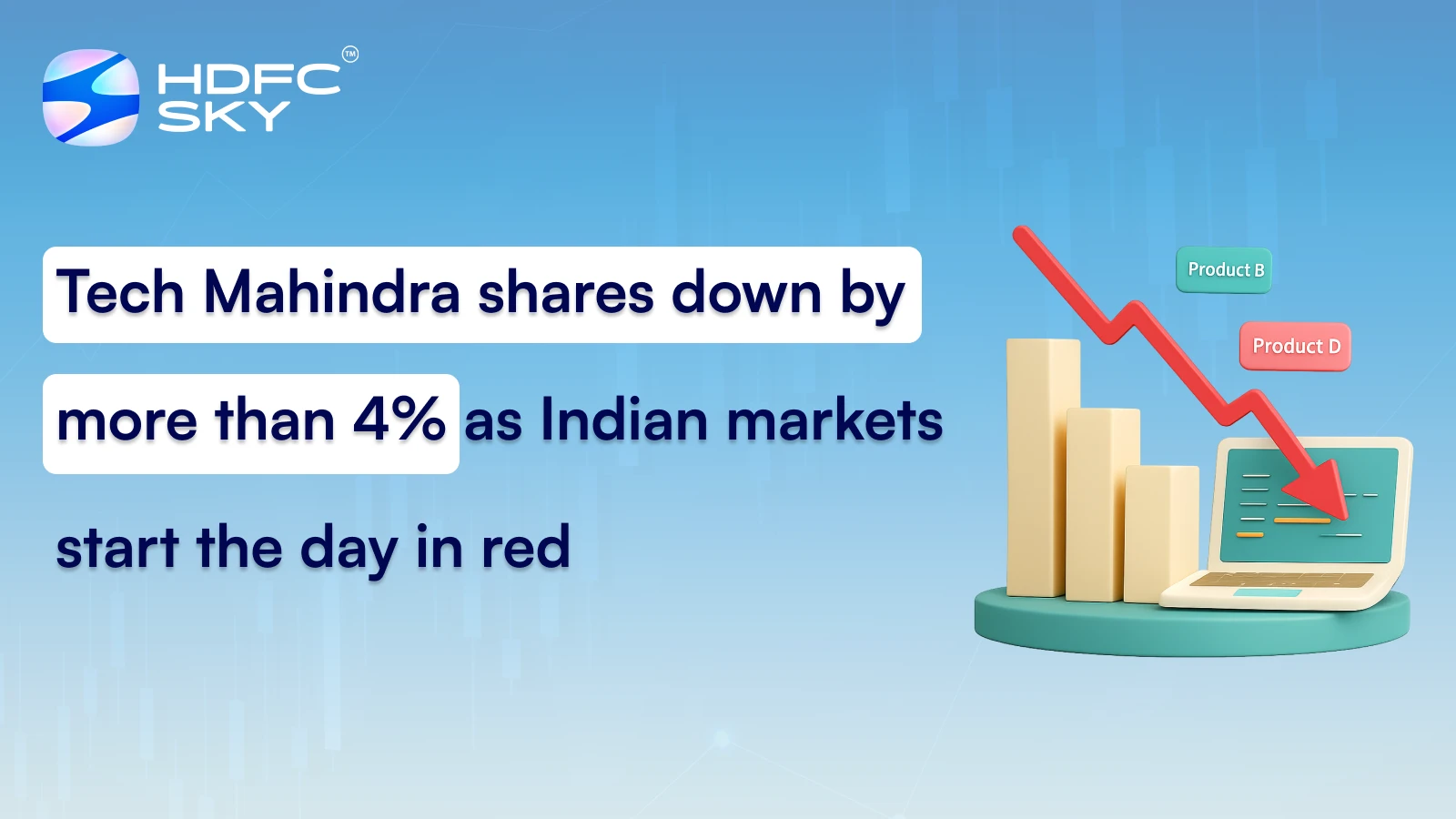 Tech Mahindra shares down by more than 4% as Indian markets start the day in red