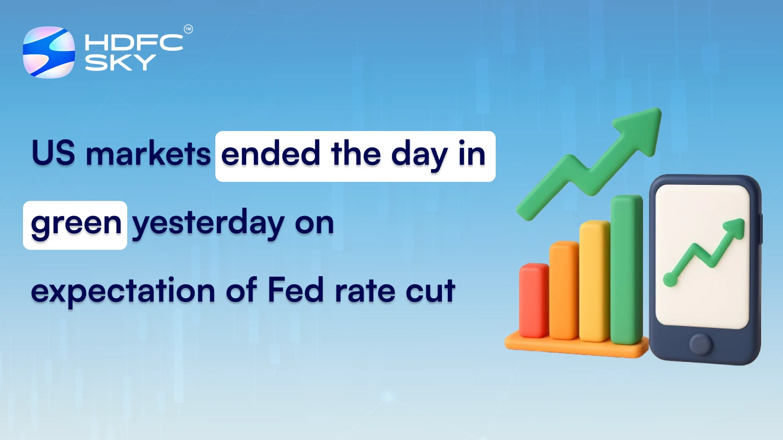 US markets ended the day in green yesterday on expectation of Fed rate cut