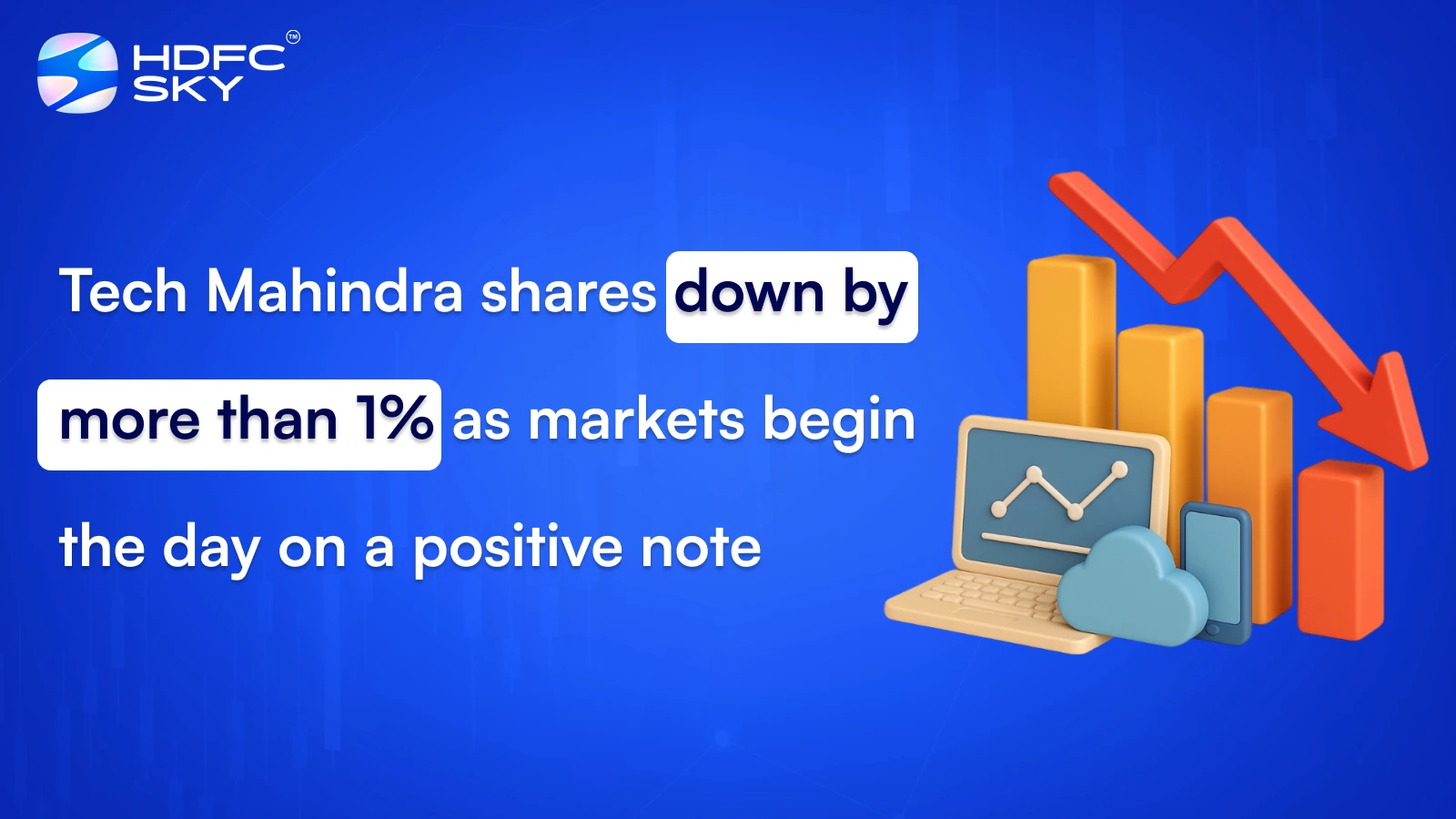 Tech Mahindra shares down by more than 1% as markets begin the day on a positive note
