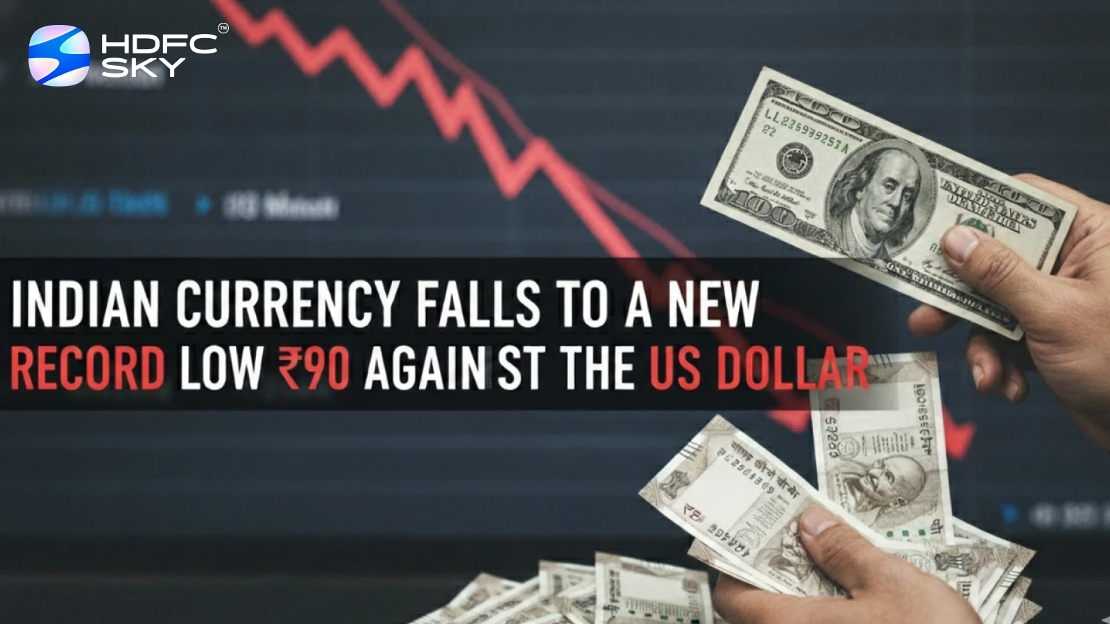 Indian Currency Falls to A New Record Low of ₹90 Against the US Dollar