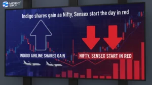 Indigo shares gain as Nifty, Sensex start the day in red