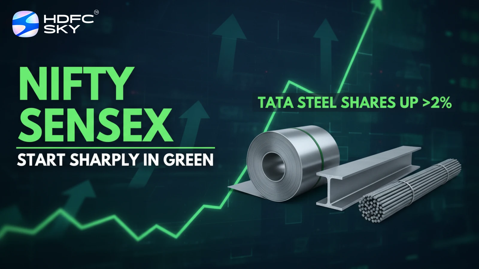 Nifty, Sensex start sharply in green; Tata Steel shares up by more than 2%
