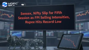 Sensex, Nifty Slip for Fifth Session as FPI Selling Intensifies, Rupee Hits Record Low