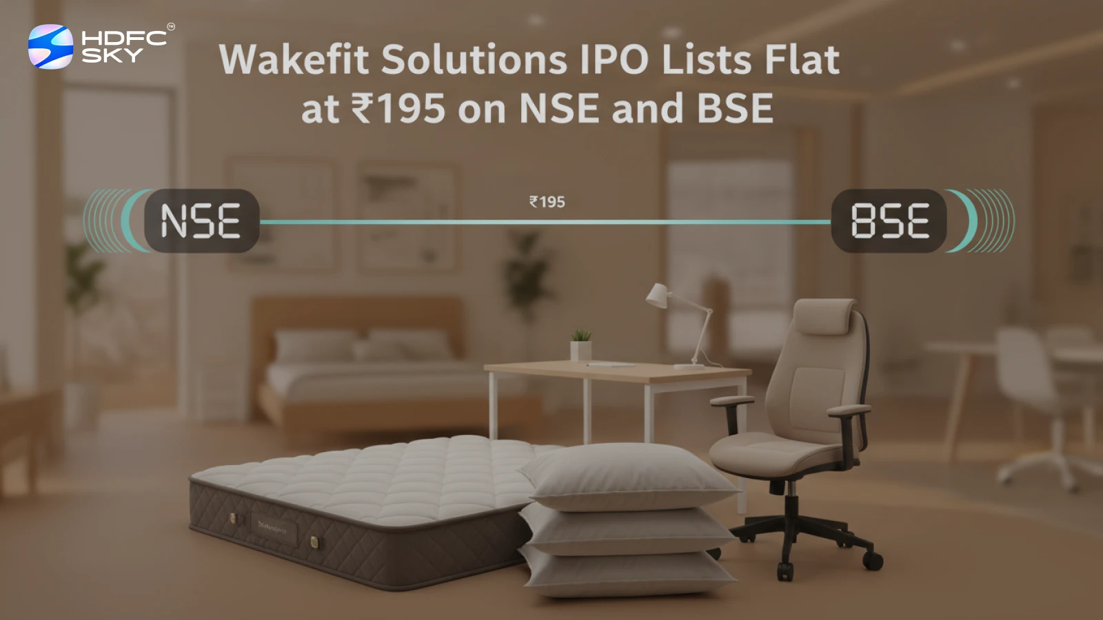 Wakefit Solutions IPO Lists Flat at ₹195 on NSE and BSE 