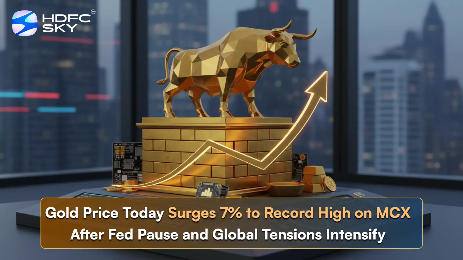 Gold Price Today Surges 7% to Record High on MCX After Fed Pause and Global Tensions Intensify 