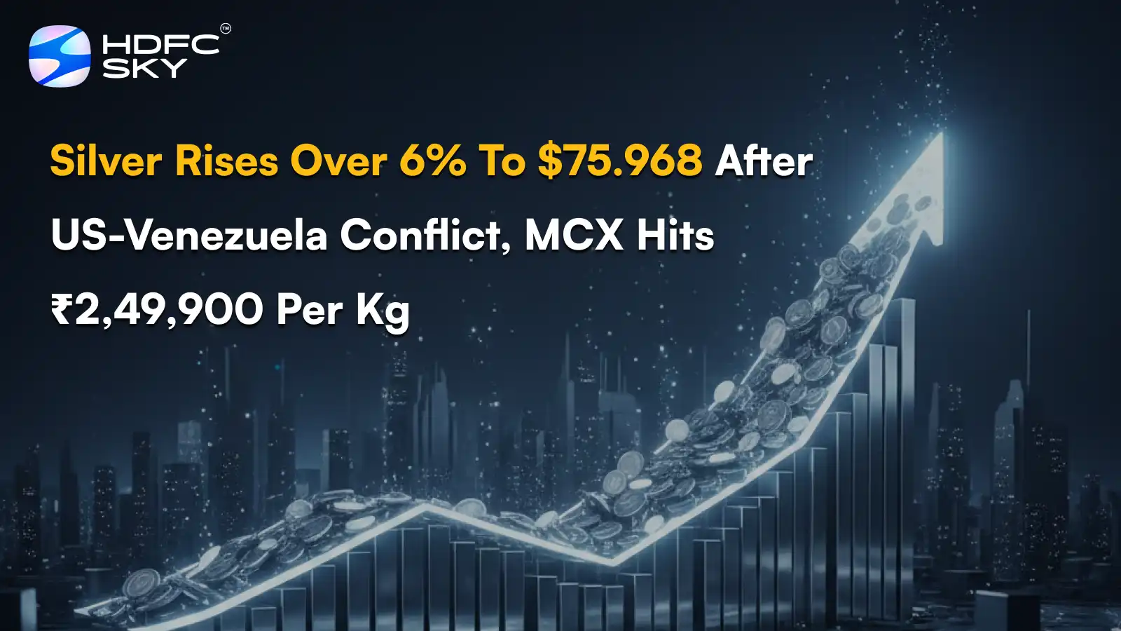Silver Rises Over 6% To $75.968 ͏After͏ US-Venezuela Conflict, MCX ͏Hits ₹2,49,900 ͏Per Kg͏
