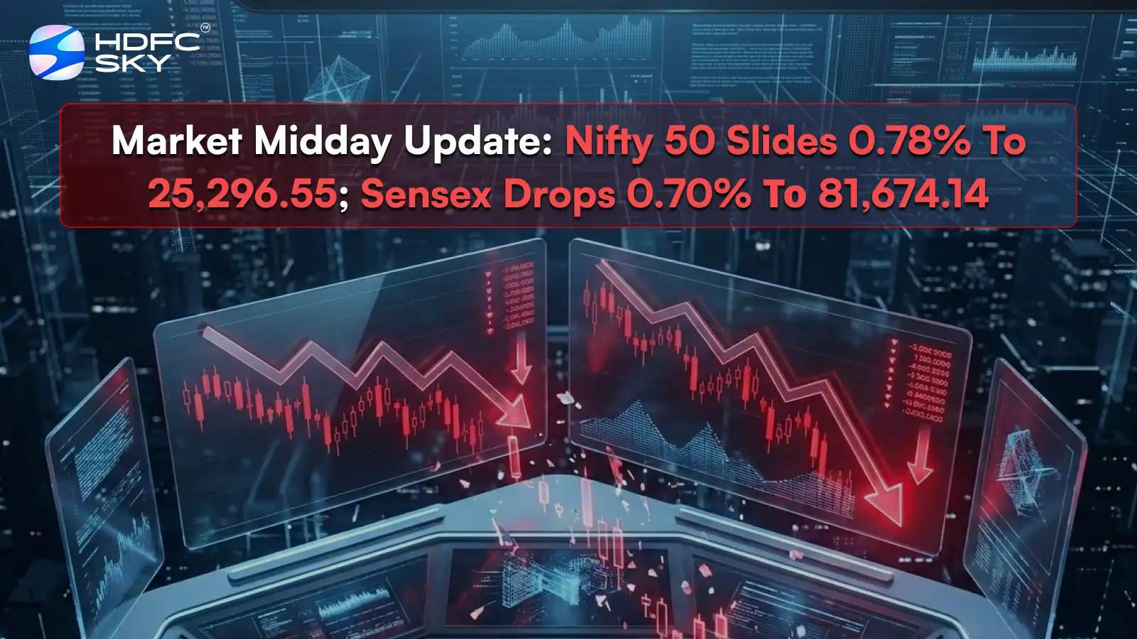 Market Midday Update: Nifty 50 Slides 0.78% To 25,296.55; Sensex Drops 0.70% To 81,674.14 