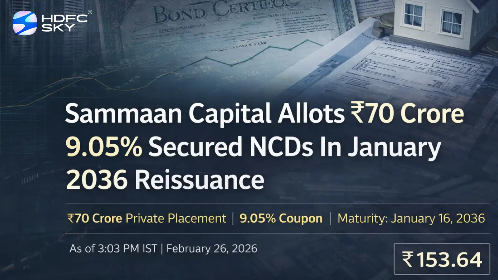 Sammaan Capital Allots ₹70 Crore Secured NCDs In January 2036 Reissuance