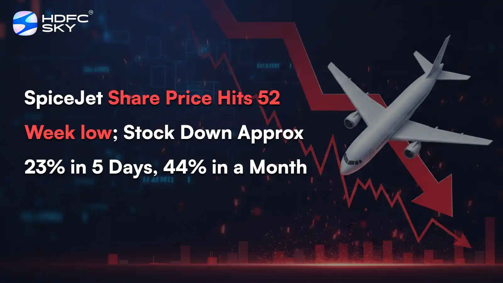 SpiceJet Share Price Hits 52 Week low; Stock Down Approx 23% in 5 Days, 44% in a Month