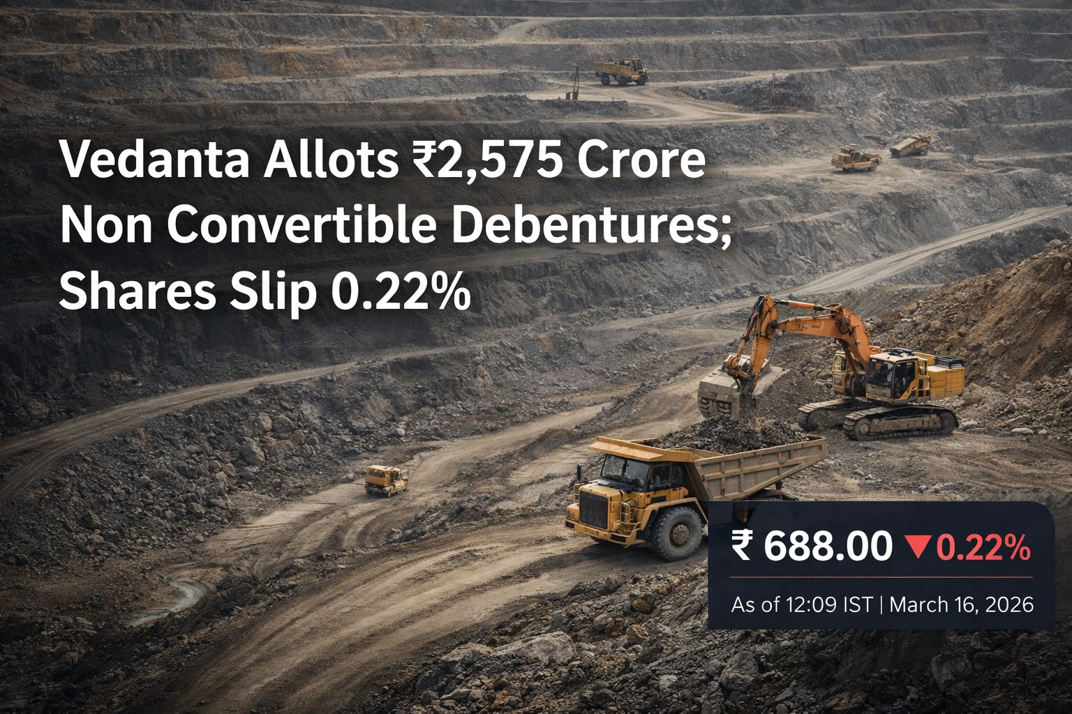 Vedanta Allots ₹2,575 Crore Non-Convertible Debentures; Shares Down 0.22%