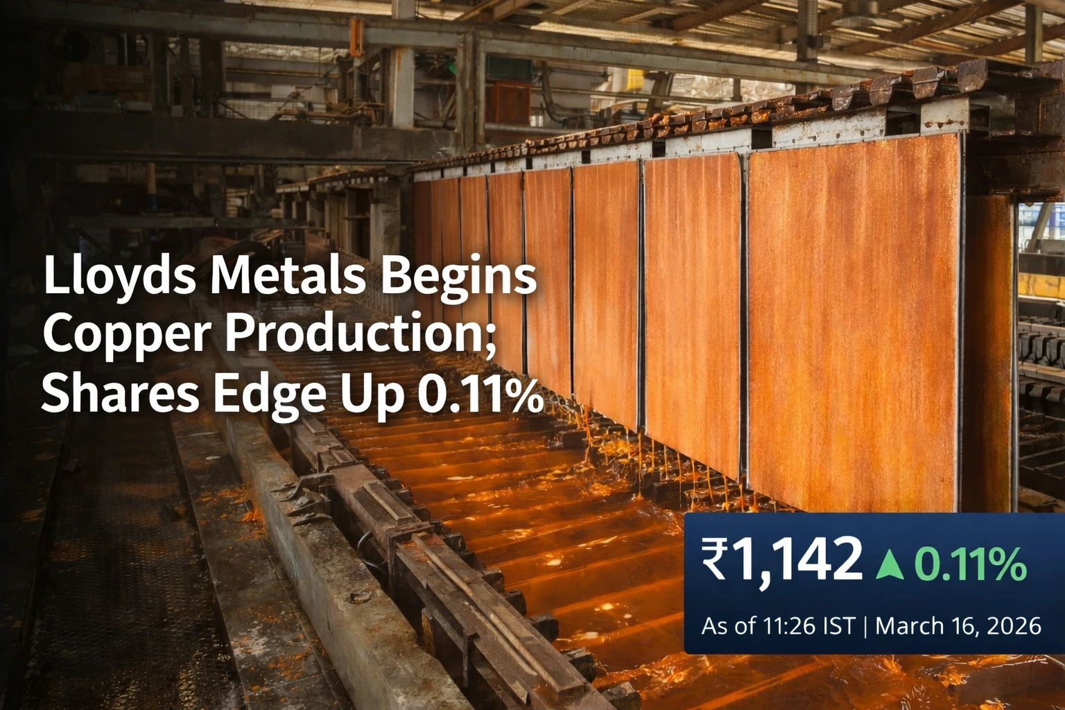 Lloyds Metals Begins Copper Production; Shares Up 0.11%