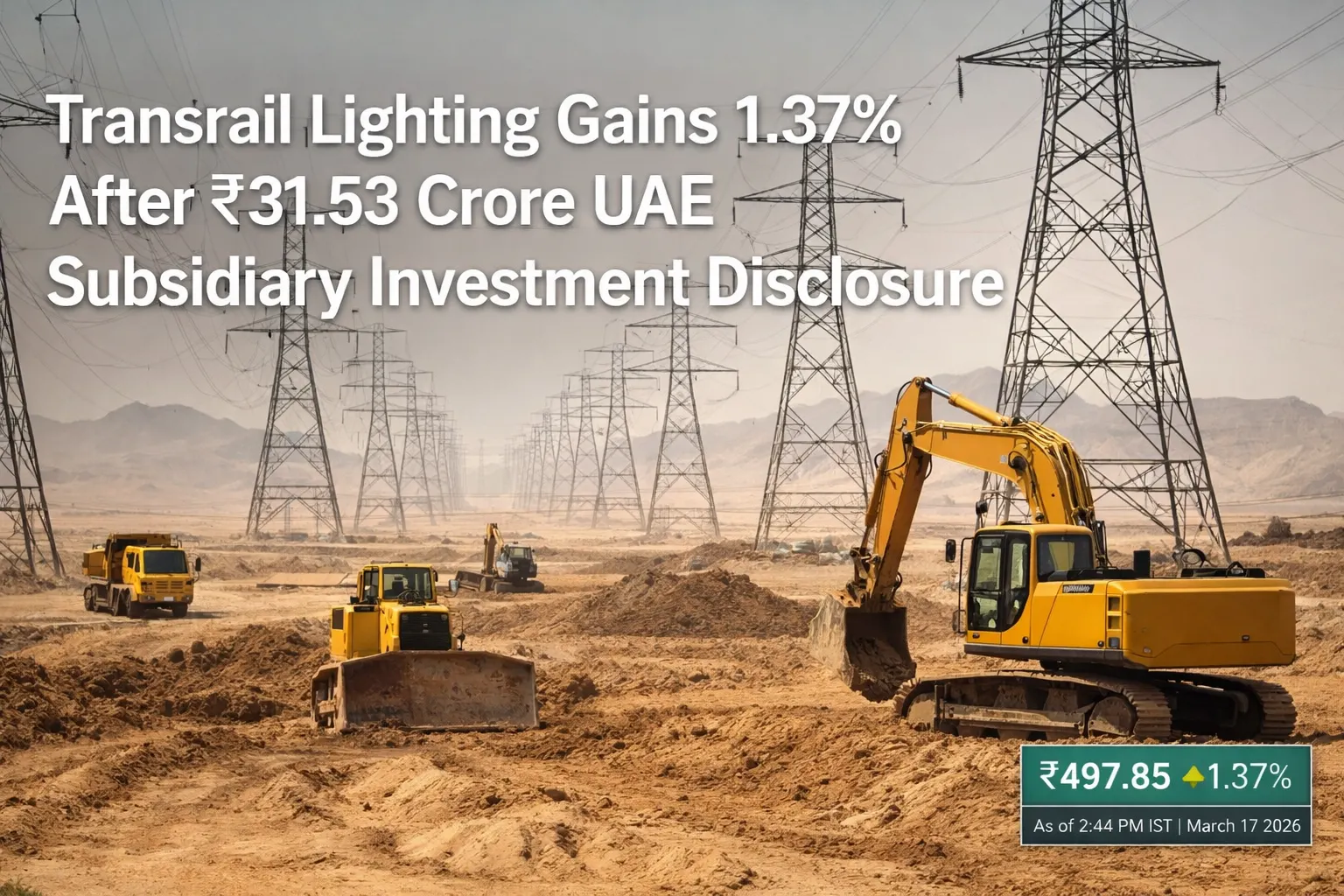 Transrail Lighting Gains 1.37% After ₹31.53 Crore UAE Subsidiary Investment Disclosure