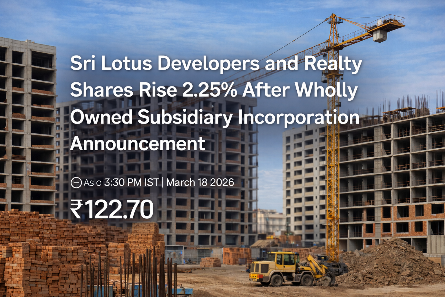 Sri Lotus Developers and Realty Share Price Rise 2.25% After Wholly Owned Subsidiary Incorporation