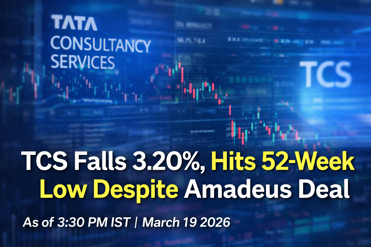 TCS Shares Down 3.20% To Hit 52-Week Low; Amadeus Partnership Announcement Fails To Enthuse Market