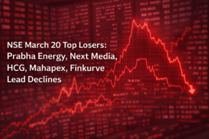 NSE March 20, Top Losers: Prabha Energy, Next Media, HCG, Mahapex, Finkurve Lead Declines