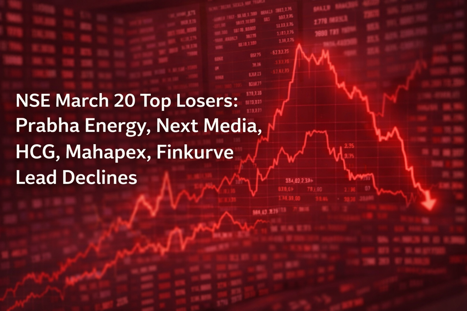 NSE March 20, Top Losers: Prabha Energy, Next Media, HCG, Mahapex, Finkurve Lead Declines