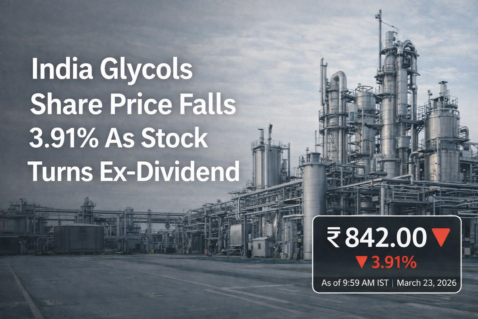 India Glycols Share Price Falls 3.91% As Stock Turns Ex-Dividend