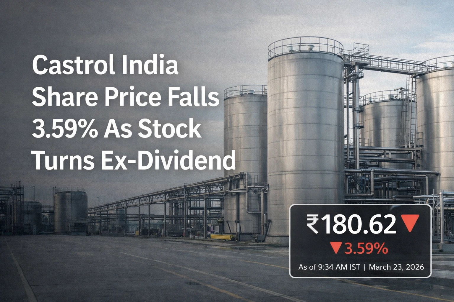 Castrol India Share Price Falls 3.59% As Stock Turns Ex-Dividend