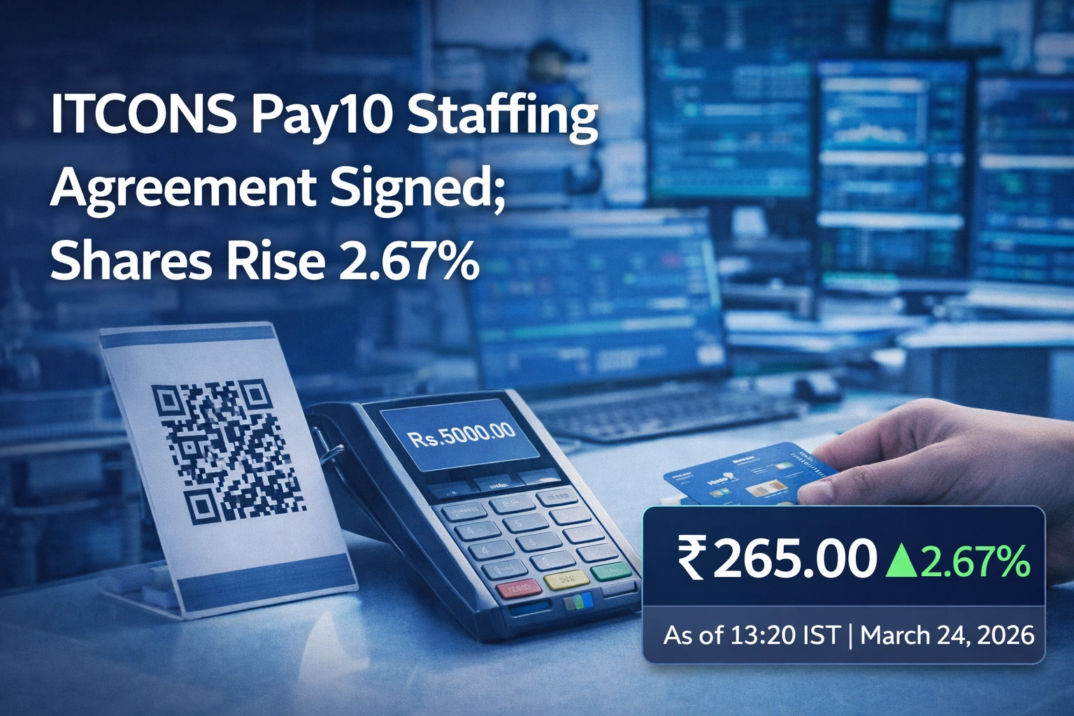 ITCONS Pay10 Staffing Agreement Signed; Shares Rise 2.67%