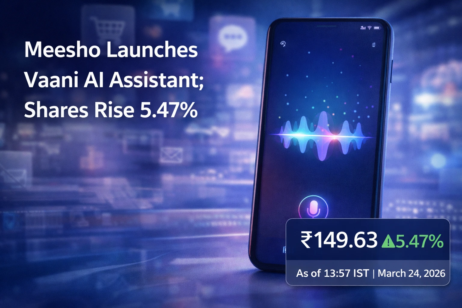 Meesho Share Price Up 5.47%; Launches AI Assistant ‘Vaani’ Aimed at Non-Metro Markets