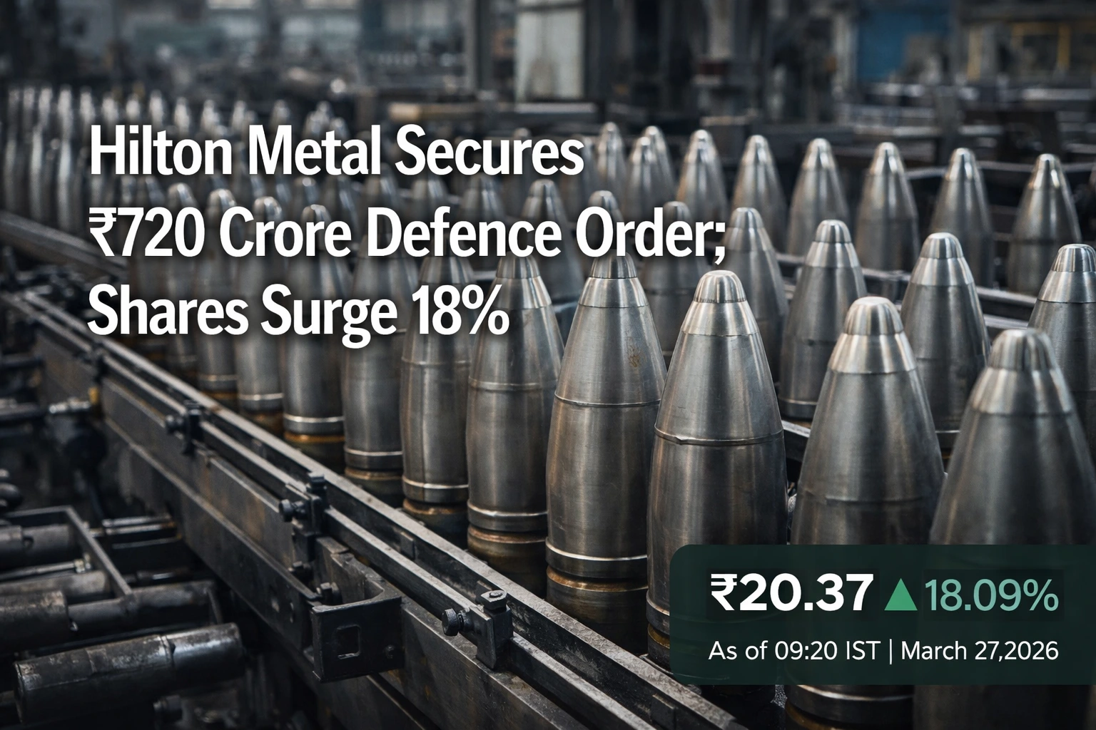 Hilton Metal Secures ₹720 Crore Defence Order; Shares Surge 18%