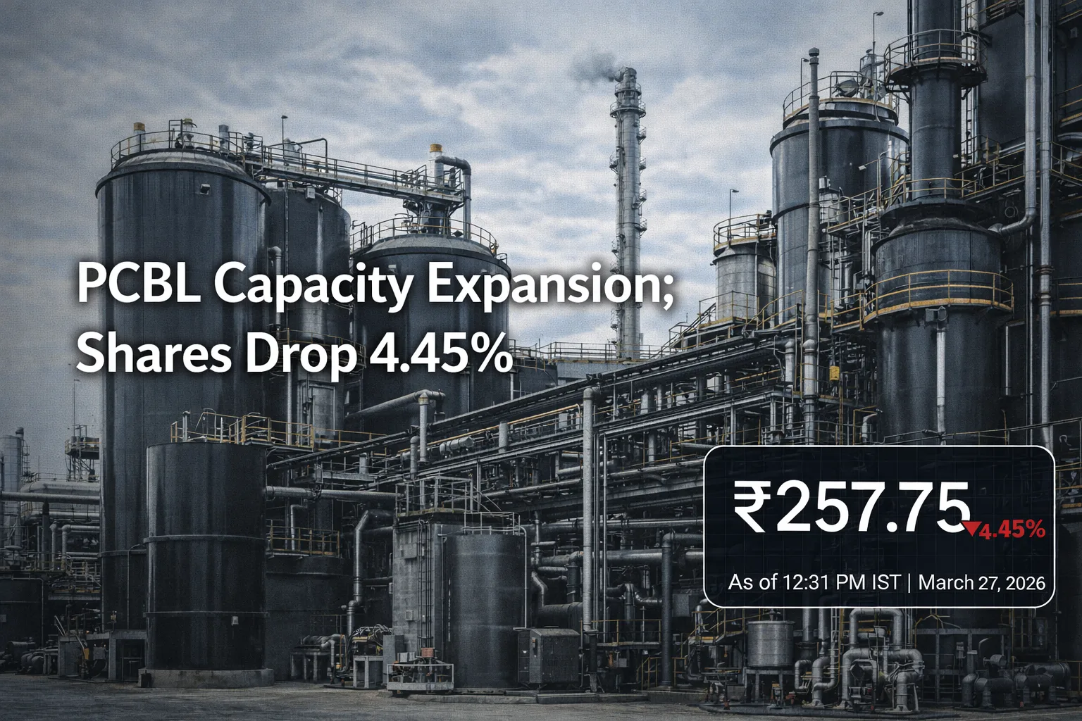 PCBL Chemical Commissions 30,000MT Tamil Nadu Carbon Black Capacity; Shares Slip 4.45%