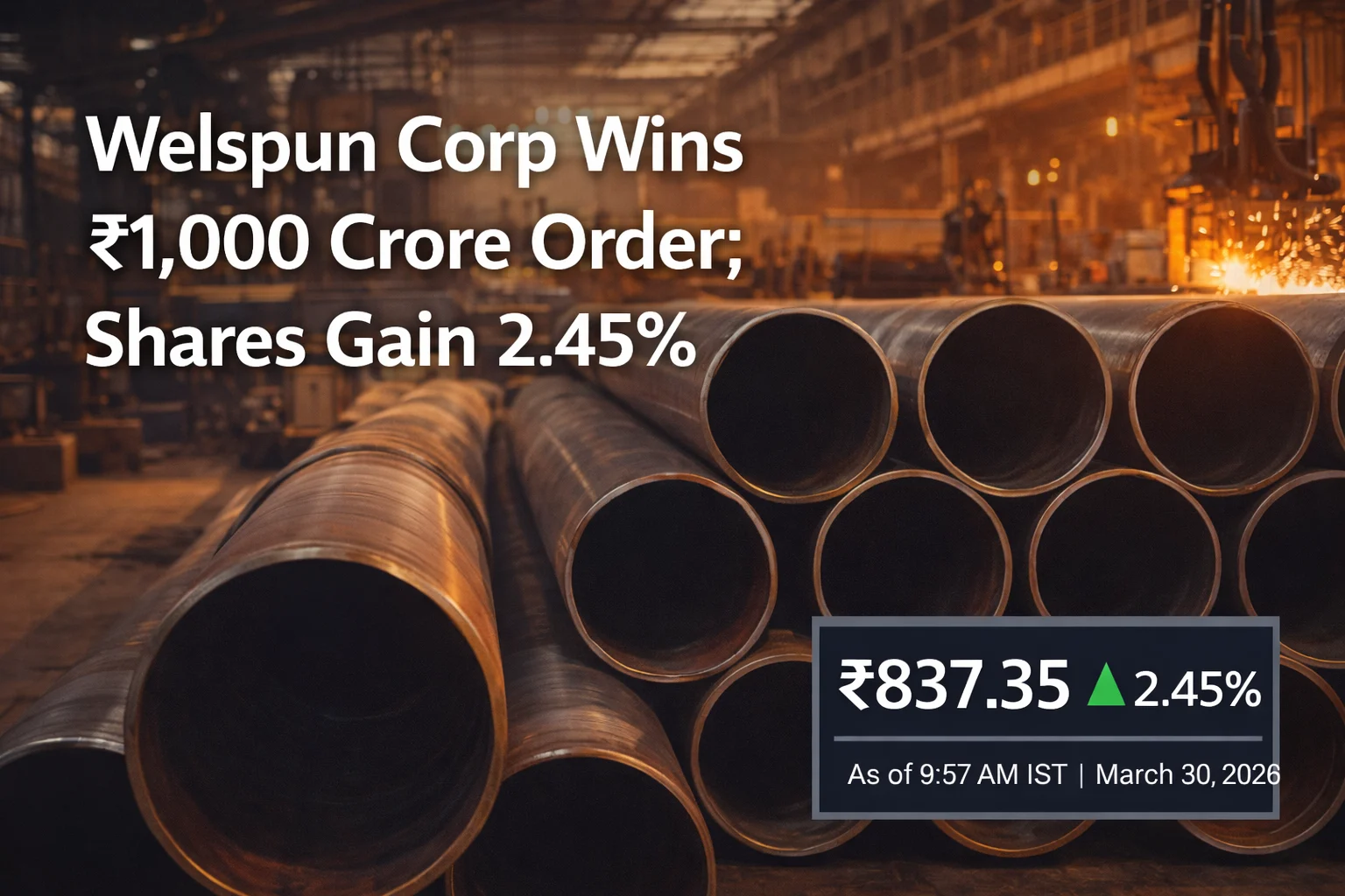 Welspun Corp Wins ₹1,000 Crore Order; Shares Gain 2.45%