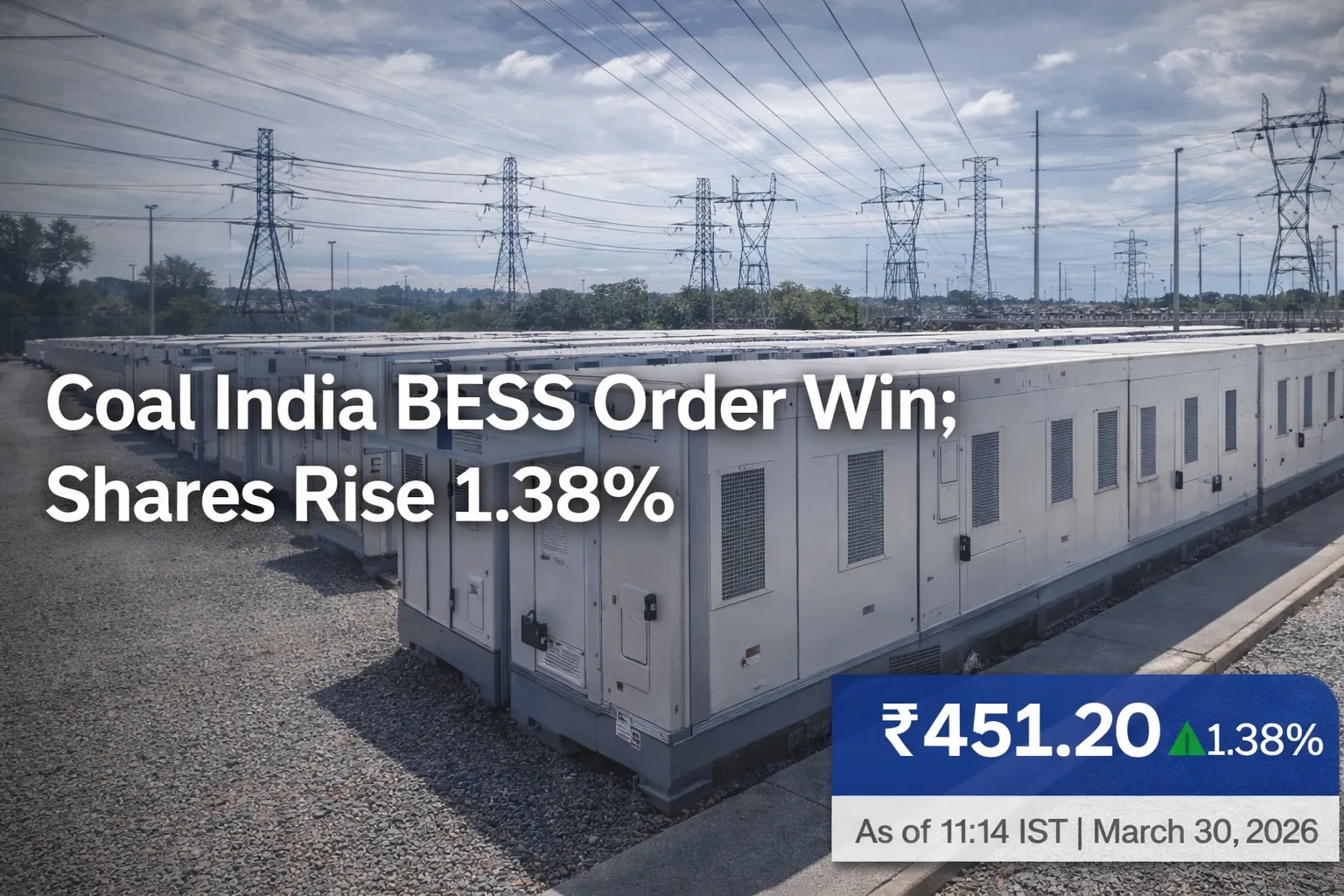 Coal India BESS Order Win; Shares Rise 1.38%