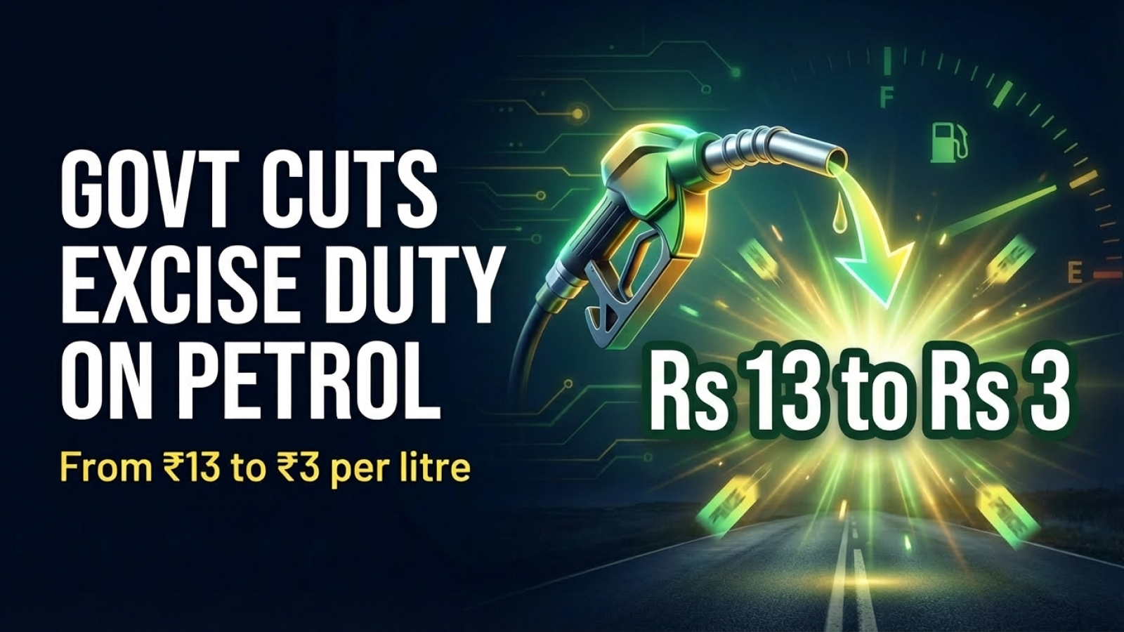 Govt Cuts Excise Duty on Petrol From Rs 13 to Rs 3