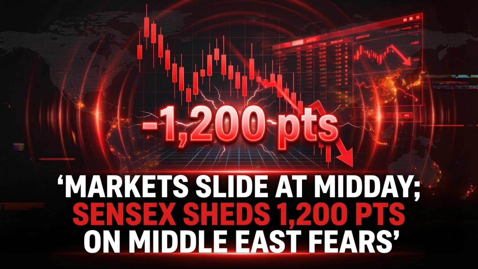 Markets Slide at Midday; Sensex Sheds 1,200 pts on Middle East Fears