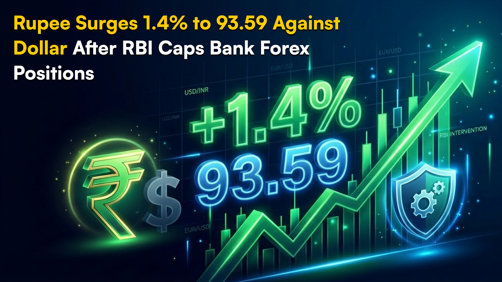 Rupee͏ Surges 1.4% to 93.59 Against Dollar͏ After RBI Caps Bank Forex Positions