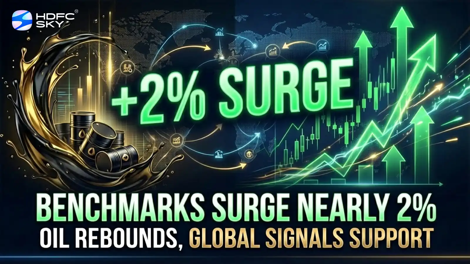 Benchmarks Surge Nearly 2% as Oil Rebounds, Global Signals Support