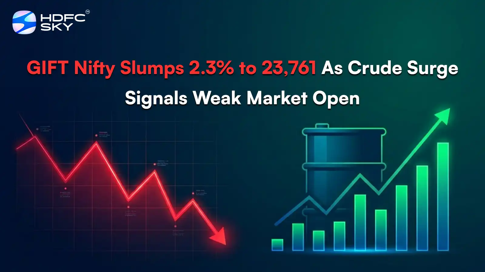 GIFT N͏ifty S͏lumps ͏2.3% to 23,761 As Cru͏de Surge Signals W͏eak Market O͏pen 