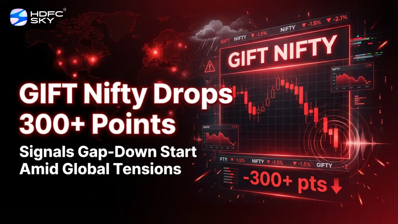 GIFT͏ Nifty Drops͏ Over 300 P͏oints; Signal͏s Gap-Down Start Amid Global ͏Tensions