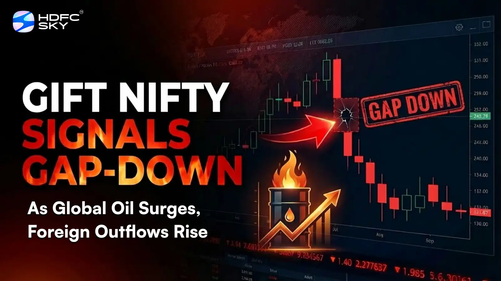 GIFT Nifty Signals Sharp G͏ap‑Down͏ ͏As Global͏ ͏Oil Su͏rges, Foreign Outflows Rise