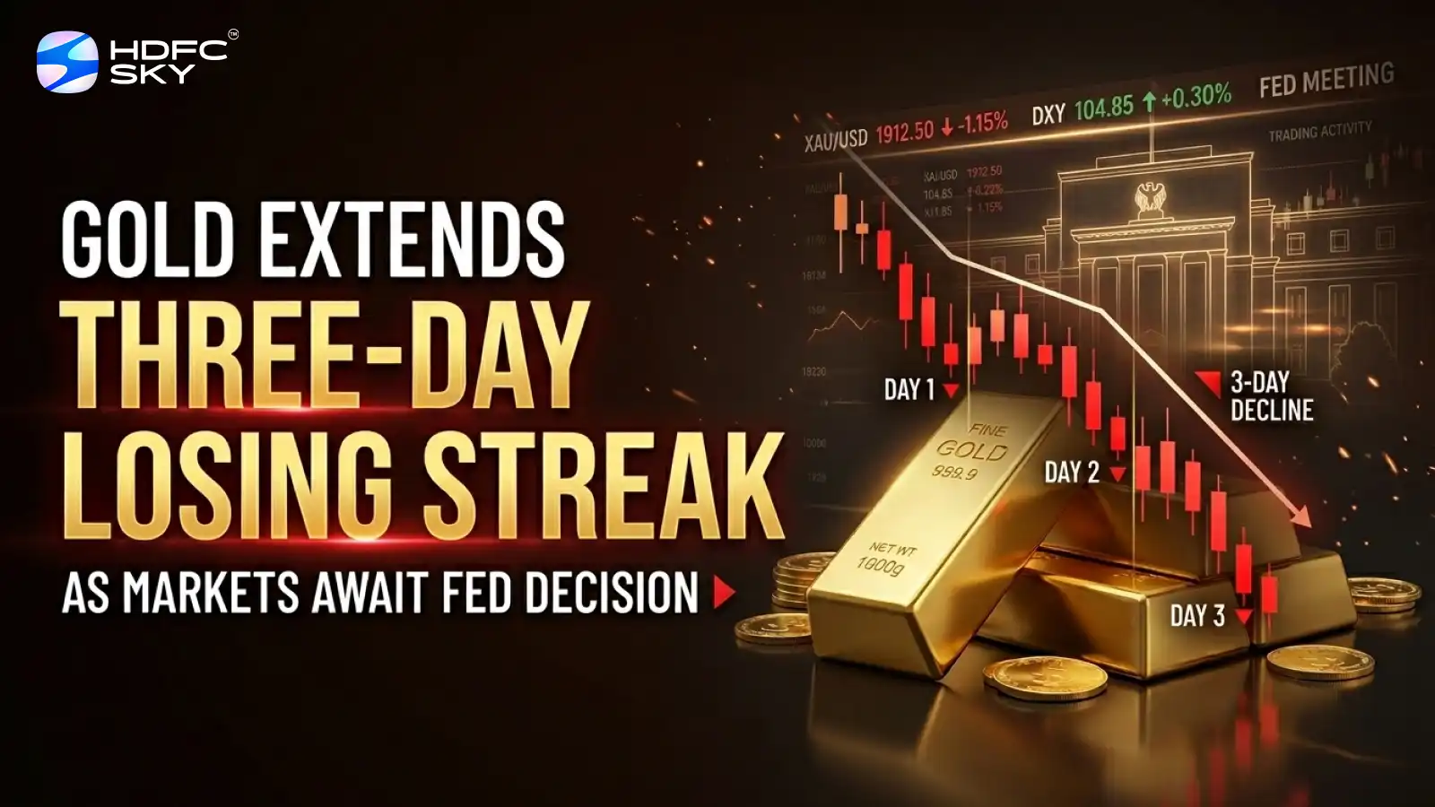 Gold Extends Three‑Day Losing Streak as Markets Await Fed Decision