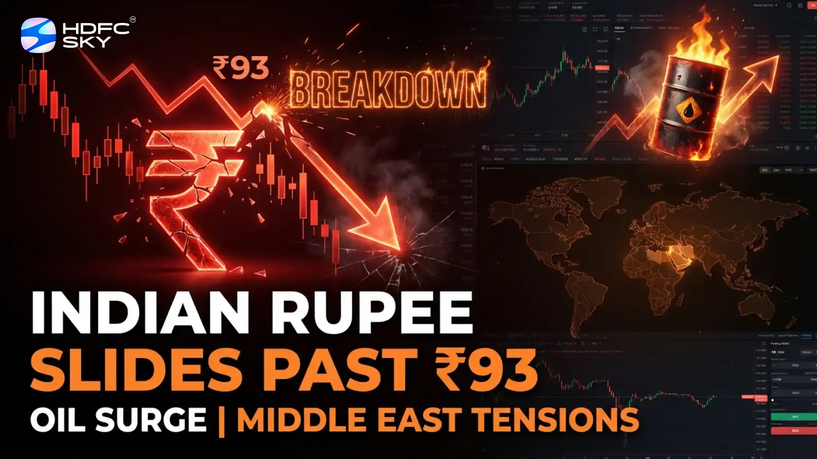 In͏d͏i͏an ͏R͏upee Slides ͏Past͏ ₹93 Amid Oil Sur͏ge, ͏Middle East Tensi͏ons