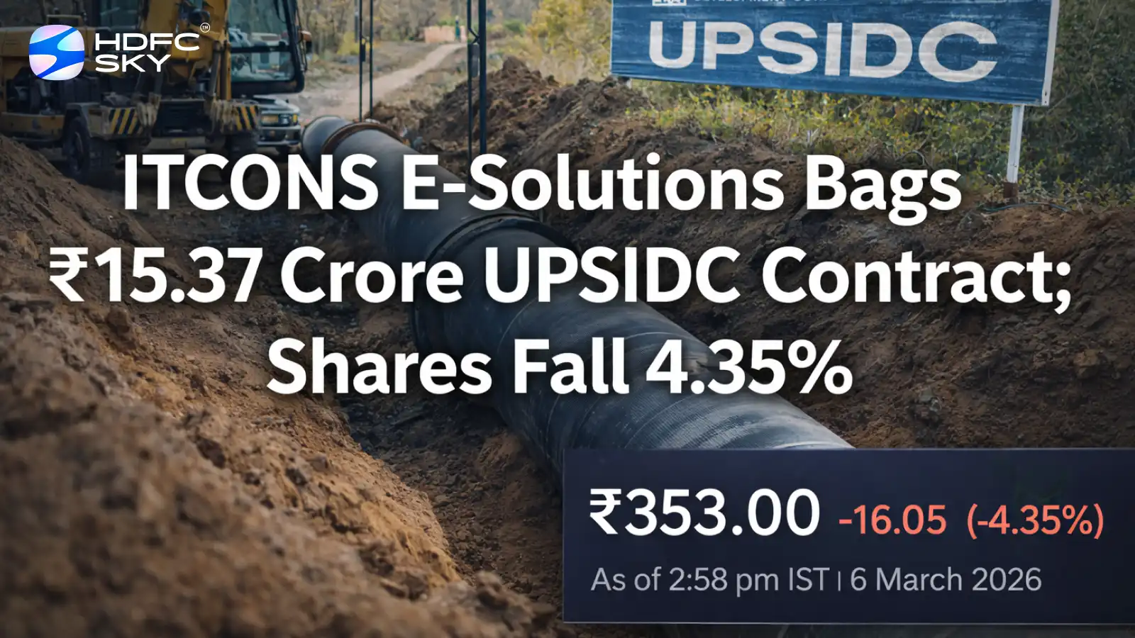 ITCONS E-Solutions Bags ₹15.37 Crore UPSIDC Contract; Shares Fall 4.35%
