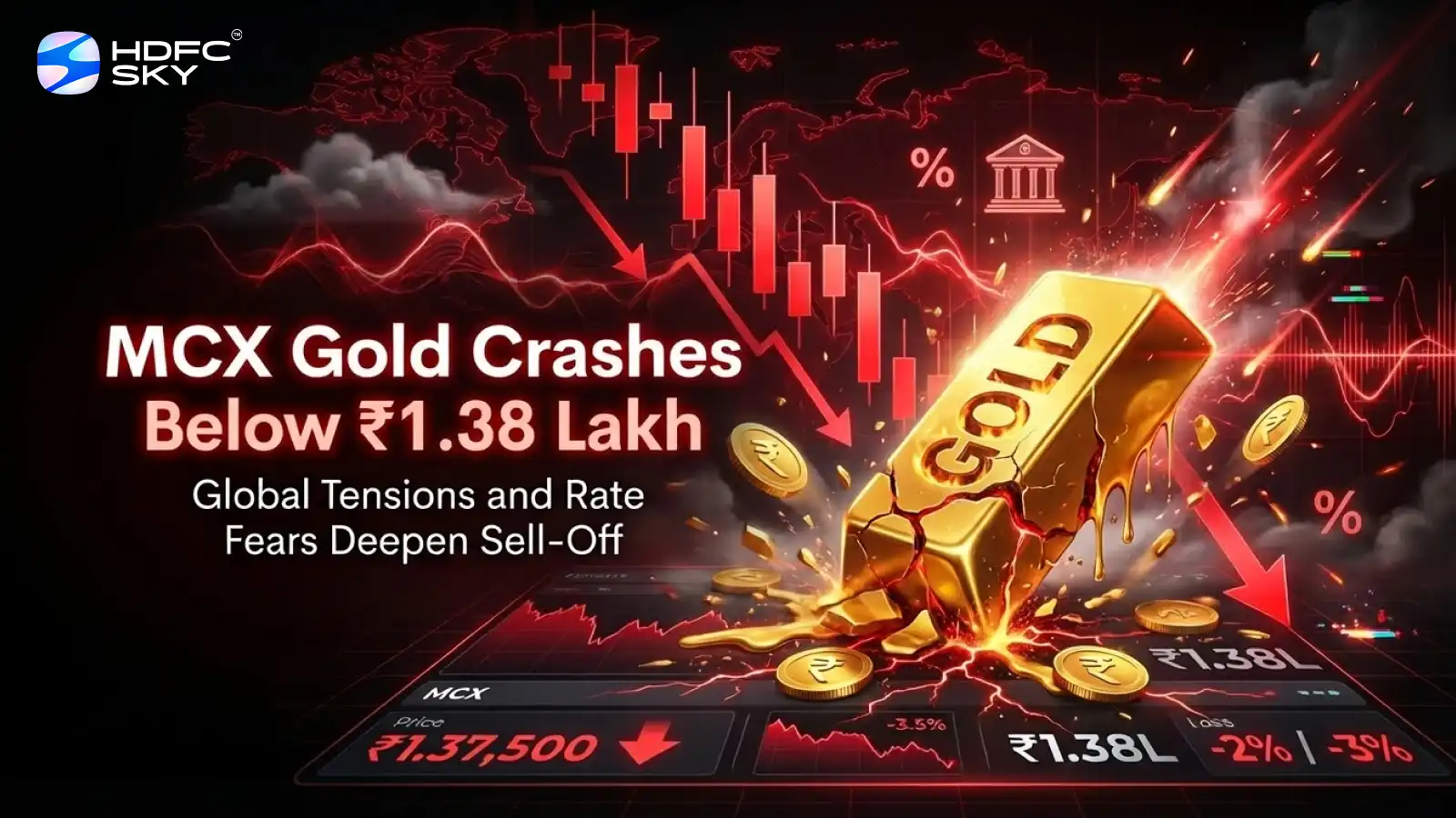 MCX Gol͏d C͏r͏ashe͏s B͏elow ͏₹1.38 Lakh as ͏Globa͏l Tensi͏ons and Rat͏e͏ Fears Deepen Sell͏-Off