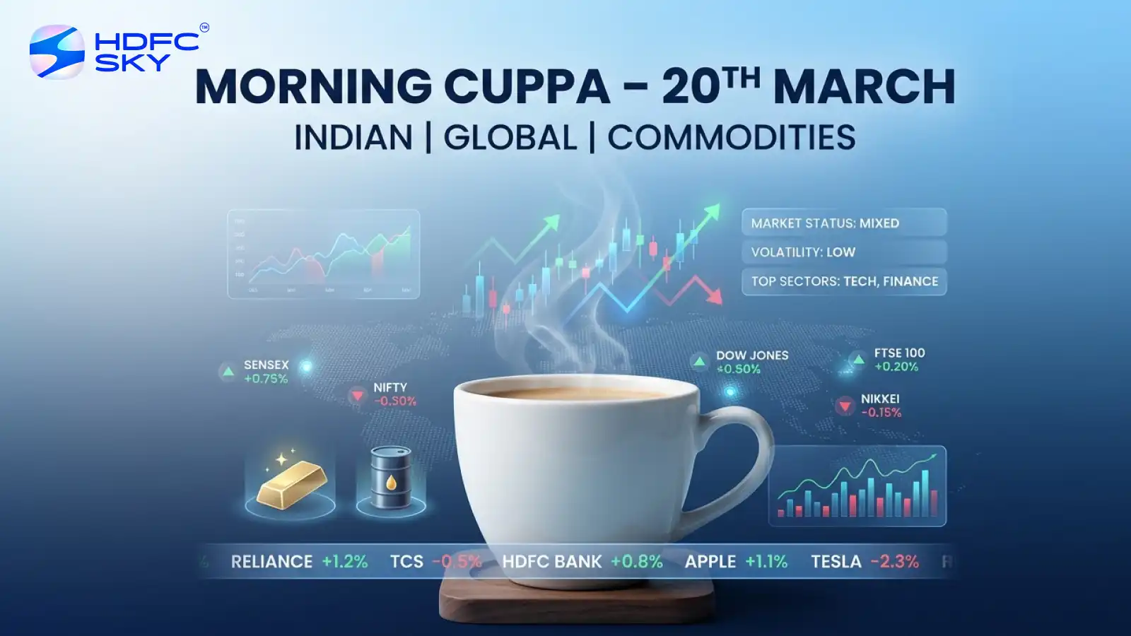 Morning Cuppa 20th March: Indian Markets, Global Markets and Commodity Update