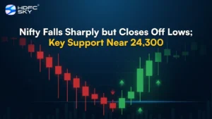 Nifty Falls Sharply but Closes Off Lows; Key Support Near 24,300