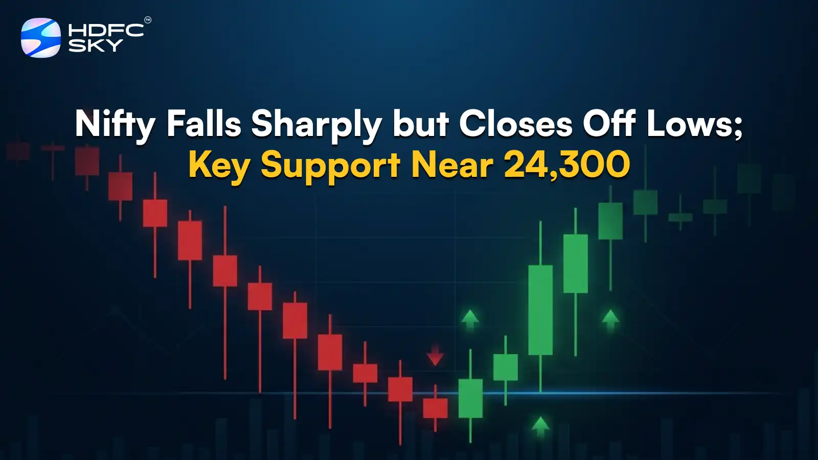 Nifty Falls Sharply but Closes Off Lows; Key Support Near 24,300