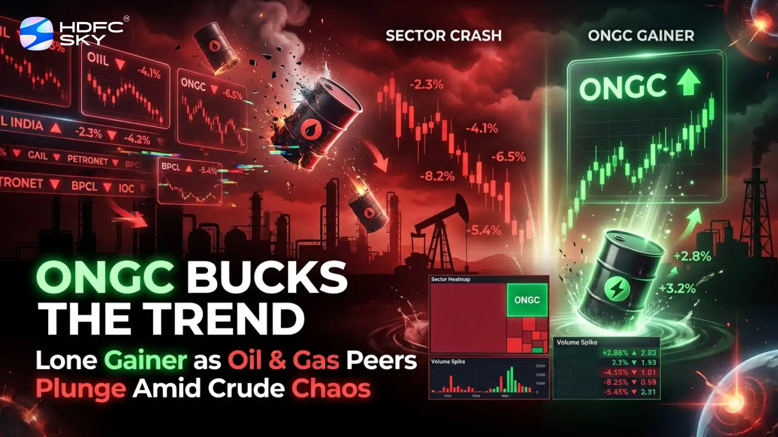 ONGC Bucks the Trend: Lone Gainer as Oil & Gas Peers Plunge Amid Crude Chaos