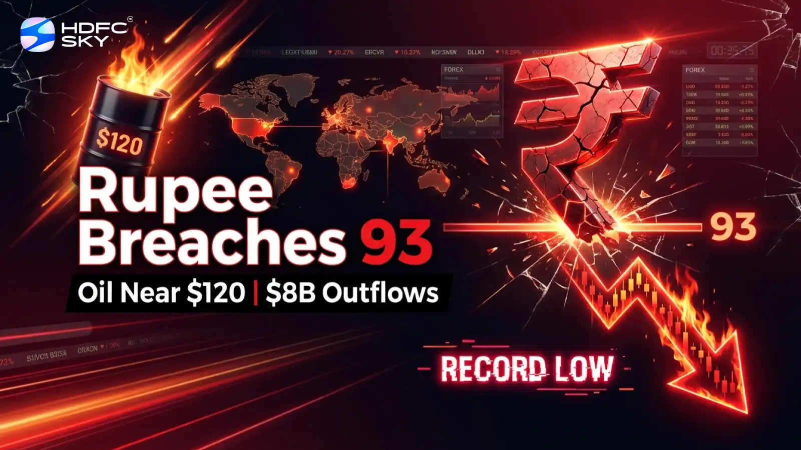 R͏upee Breaches 93 Per Dollar͏ Fir͏st͏ Tim͏e As ͏Oil Near $120, $8 ͏Billio͏n Outfl͏ow͏s Hit Markets